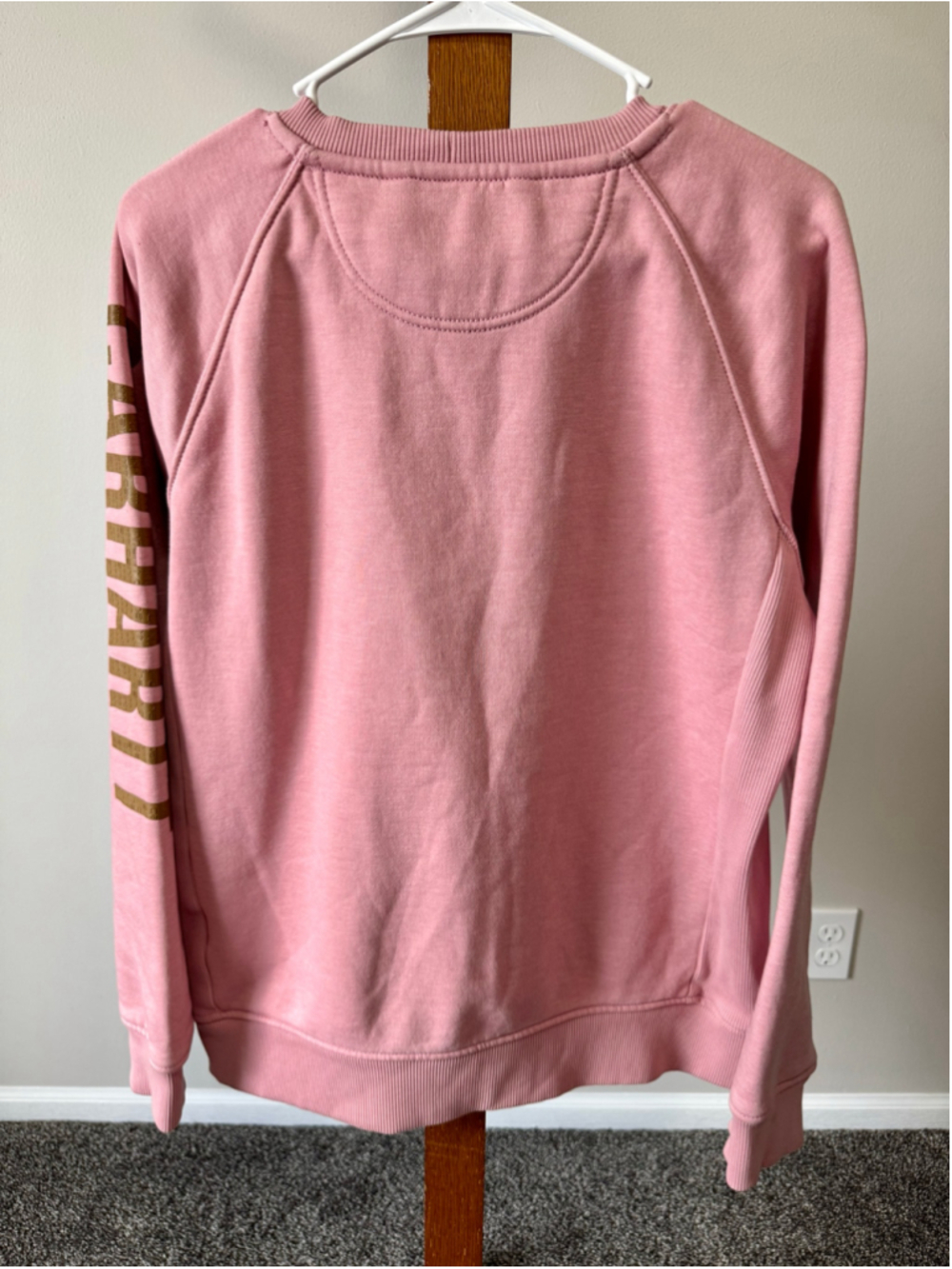WOMEN'S MIDWEIGHT CREWNECK BLOCK LOGO SLEEVE GRAPHIC SWEATSHIRT PINK MEDIUM - Picture 9 of 12